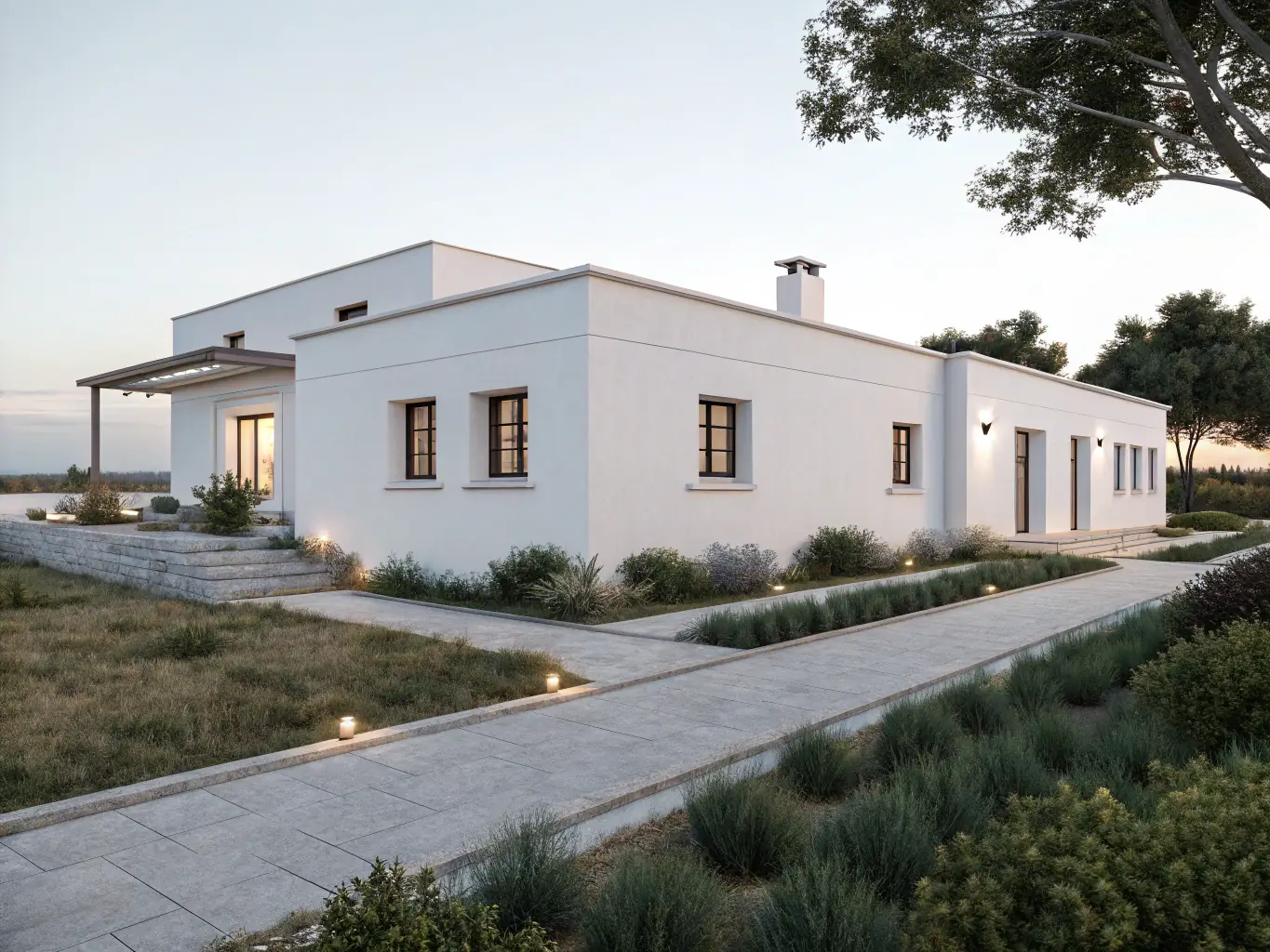 A clean, freshly washed house exterior with a bright driveway and patio, showcasing the transformation achieved by Pressure Washing Folsom's residential pressure washing services.